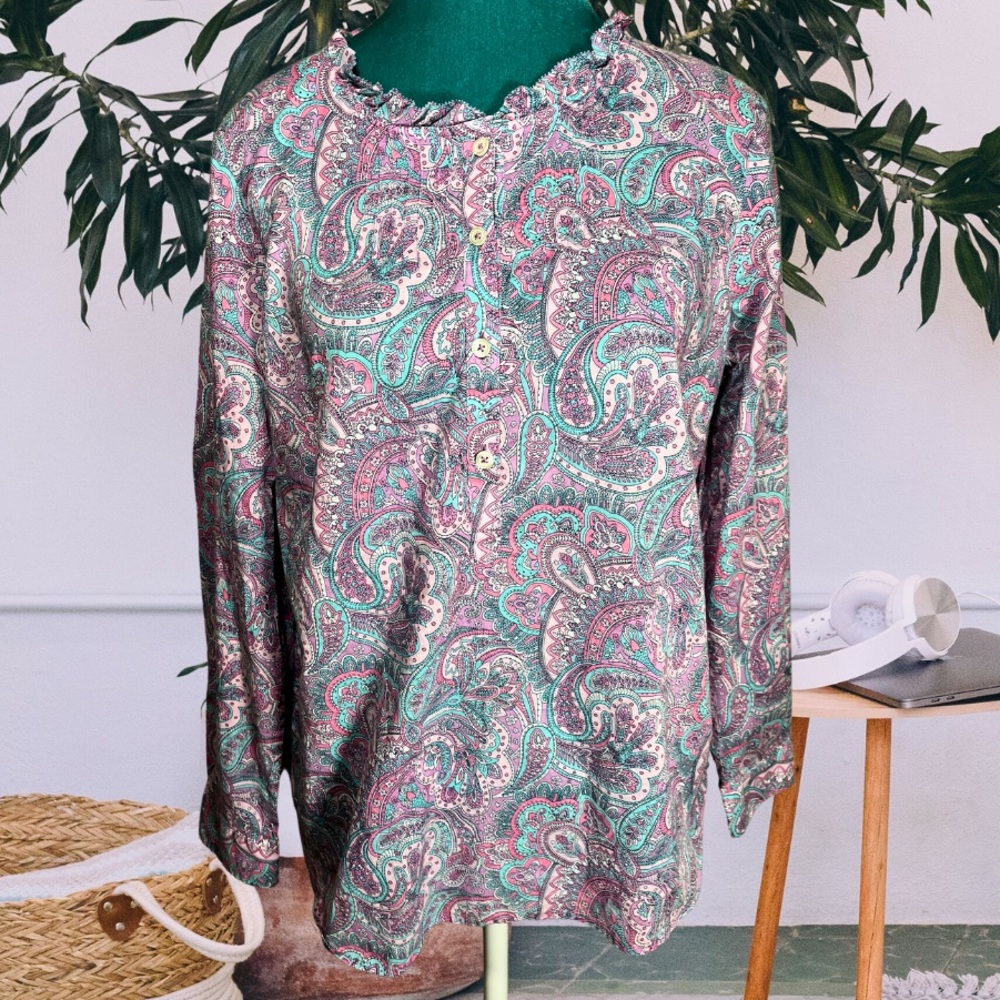 Talbots Paisley Ruffle Blouse